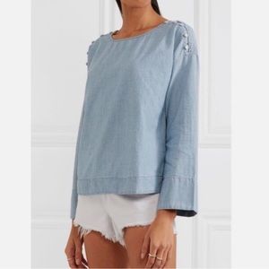 🦋Madewell🦋 Convertible Shoulder Chambray Blouse